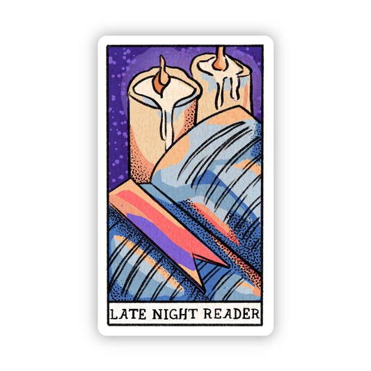 "Late Night Reader" Book Tarot Card Sticker