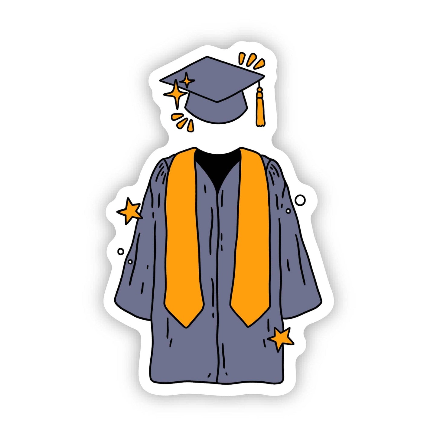 Grad Cap & Gown Graduation Sticker